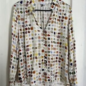 Brass Watercolor Polka Dot Women's Blouse